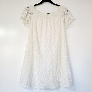 Charming Charlie Ivory Lace with Tassels Boho Dress Size Small